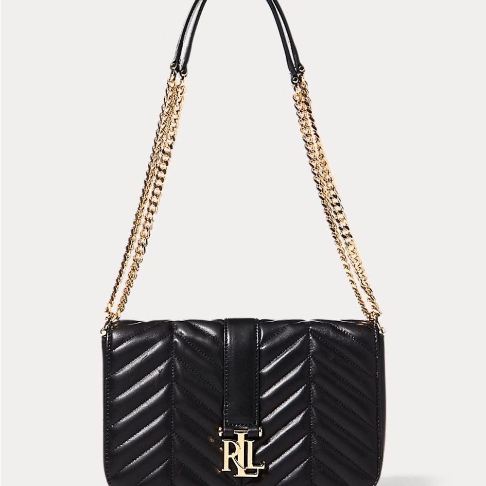 Ralph Lauren Black Chevron Shoulder Bag